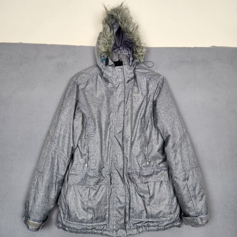 Mountain Warehouse Jacket Womens 8 Gray Kenai Ski Hooded Faux Fur Waterproof